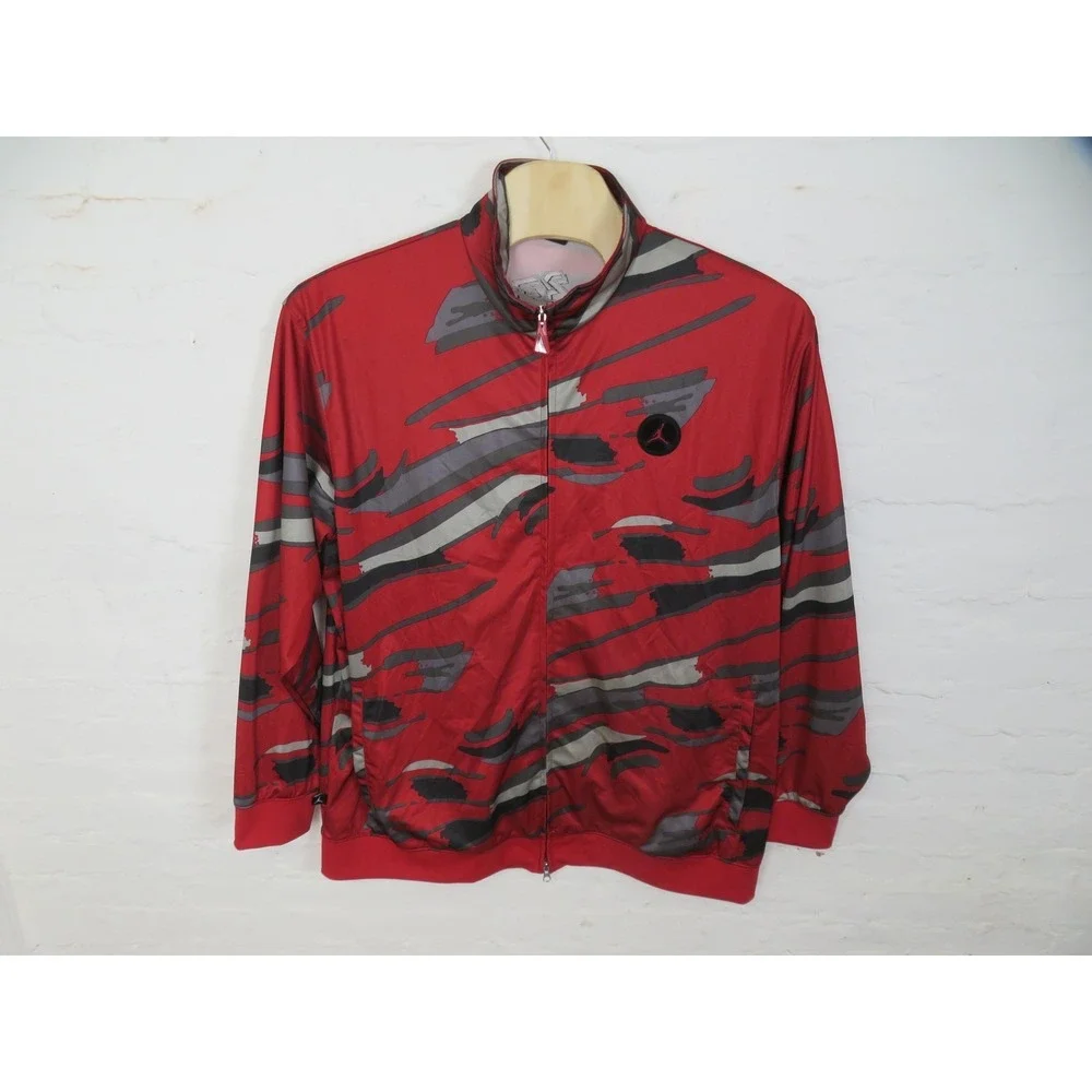 Vintage Nike Jordan VIII 8 Red Black Camo Track Jacket Mens 3XL Full Zip y2k